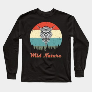 Wild Nature Owl Abstract Sunset Long Sleeve T-Shirt